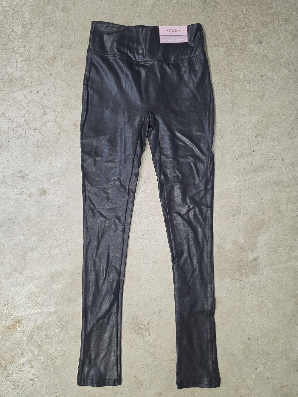 SERRA Black Faux Leather Leggings Size Small NWT High Rise Stretch
